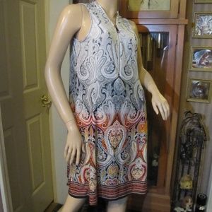 Shoreline White, Gray & Orange Dress L